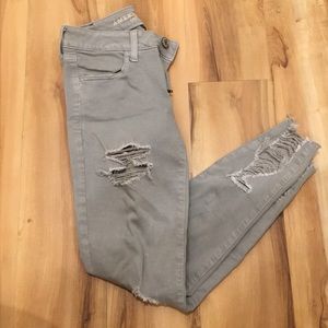 American Eagle grey distressed denim!